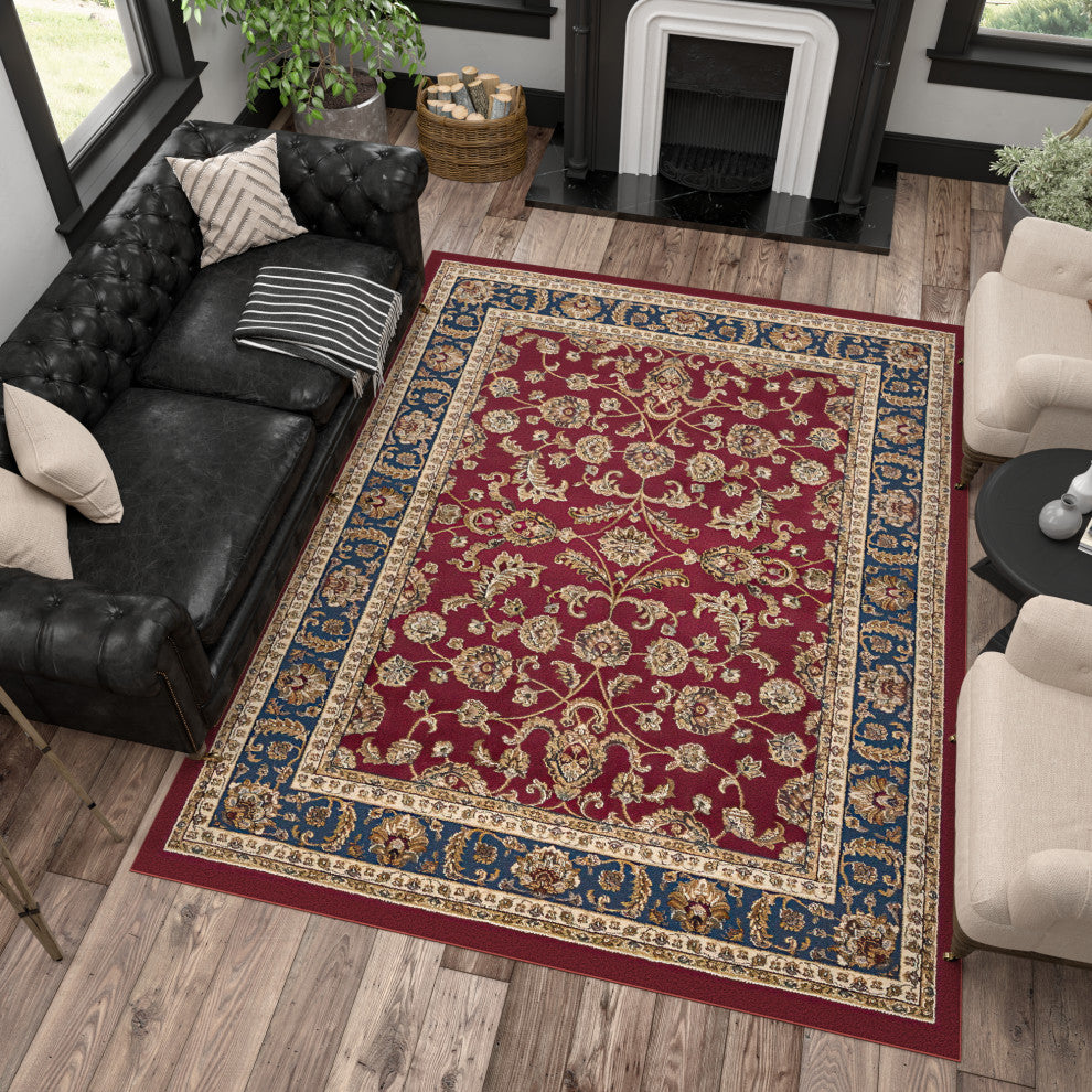 Sariya Transitional Oriental Red Rectangle Area Rug, 8'x10'
