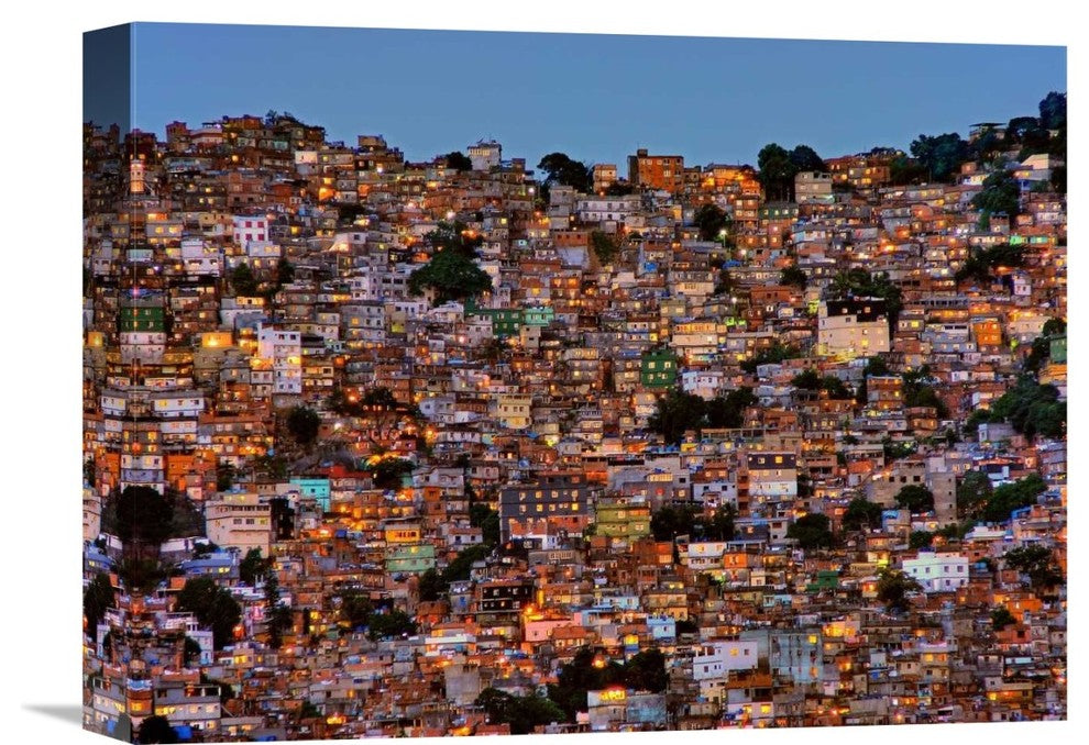 "Nightfall In The Favela Da Rocinha" Canvas Giclee by Adelino Alves, 16"x12"