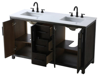 Home Living 60" Double Bathroom Vanity, Chocolate Oak