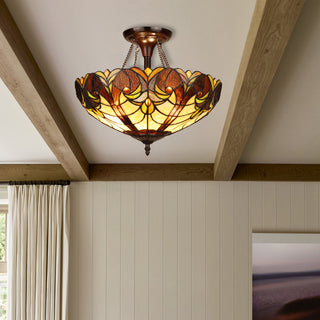 Liaison Victorian-Style 2-Light Ceiling Semi-Flush Mount 16" Wide