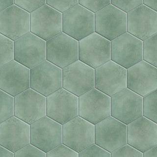 Matter Hex Green Porcelain Floor and Wall Tile