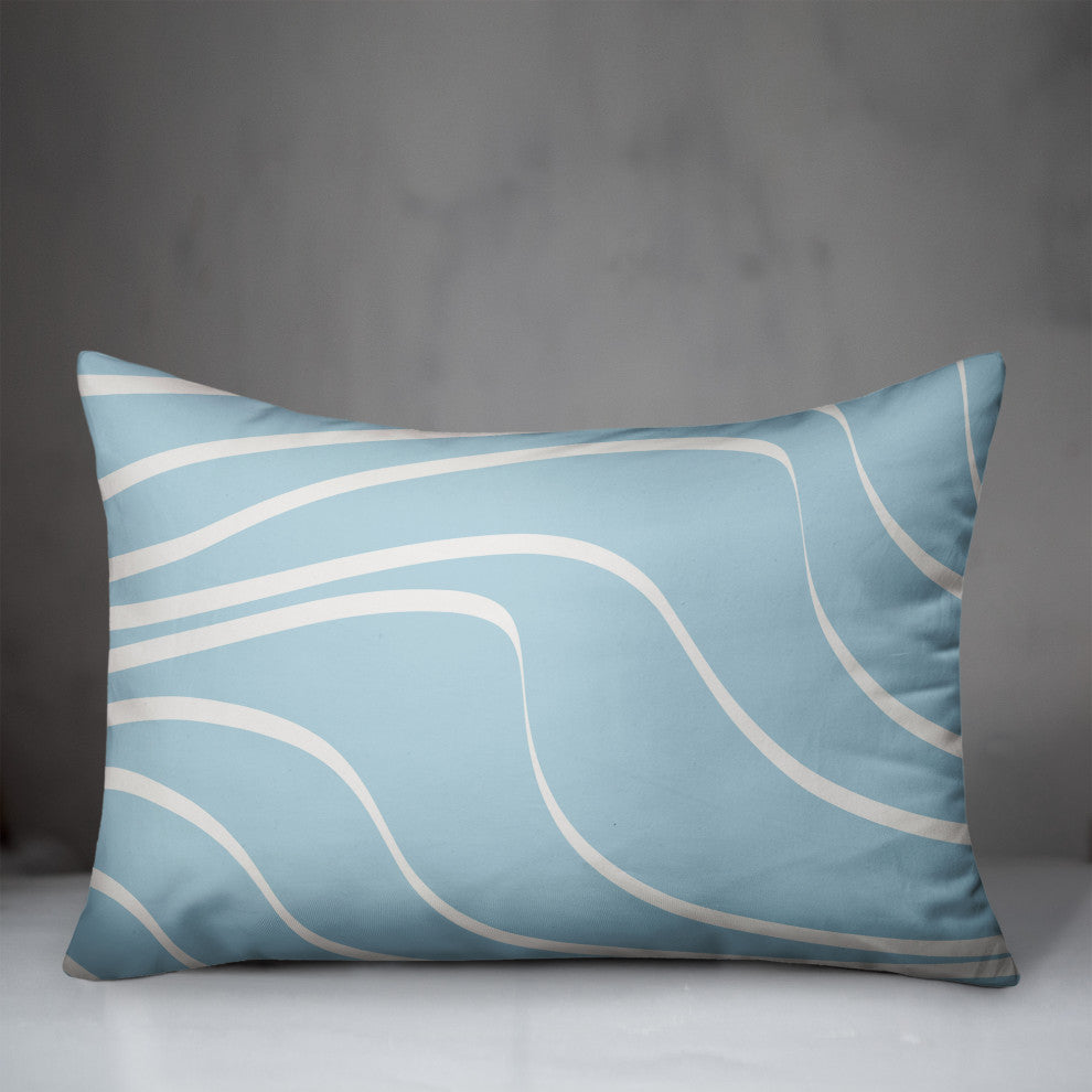 Wavy Lines On Blue 20x14 Spun Poly Pillow