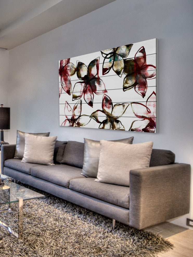 "A Floral Pattern" Print on White Wood, 45"x30"