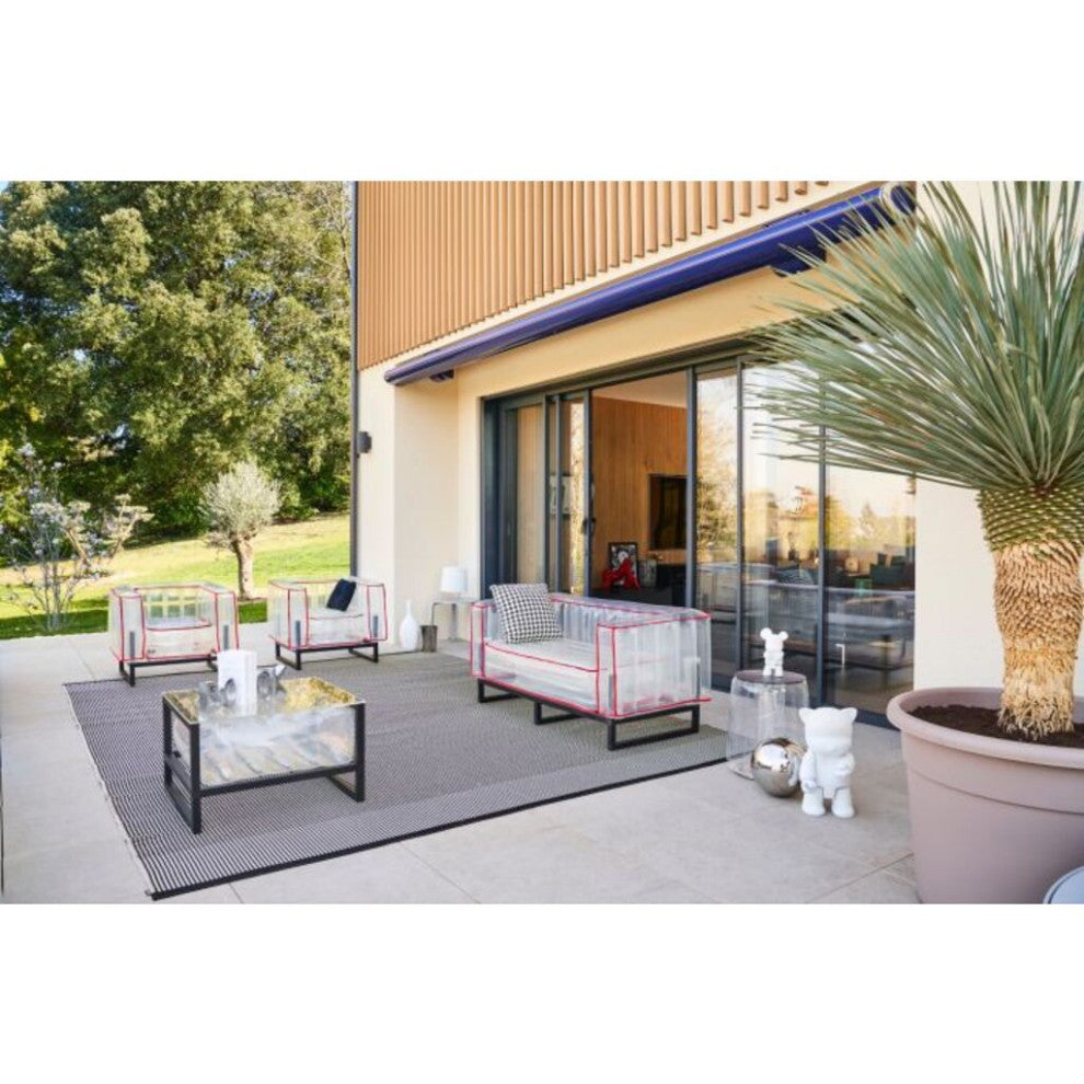 Mojow Yomi 3 Piece Living Room & Garden Set | Black Frame + Red Piping