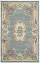 New Aubusson Rug, Light Green, 5'x8'