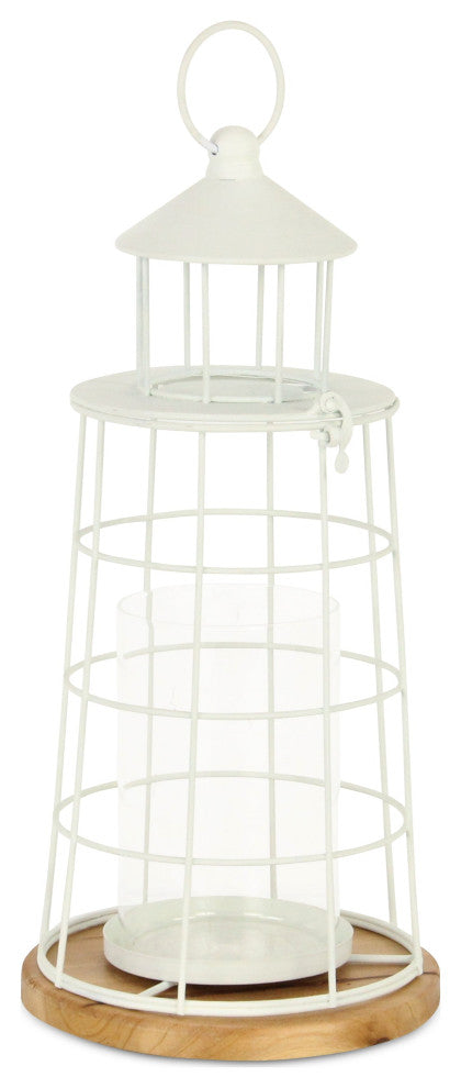 Caler White Lighthouse Styled Metal Lantern - Large