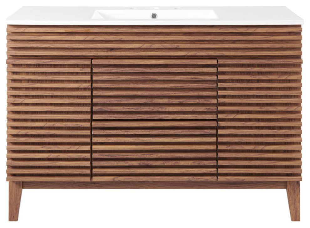Render 48" Single Sink Bathroom Vanity Walnut White