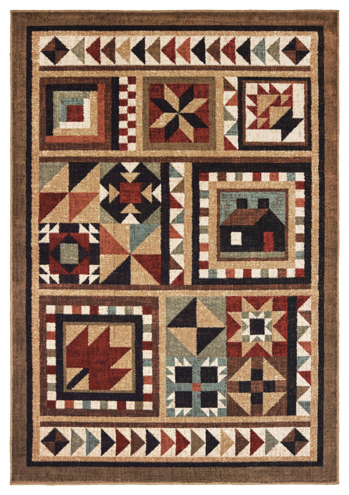 Wilder Southwest Lodge Brown/Multi Area Rug, 6'7"x9'2"