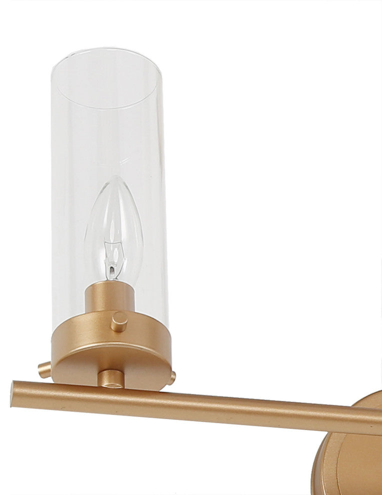 LNC Modern Gold Bathroom Vanity Light, with Clear Glass, 3 Lights