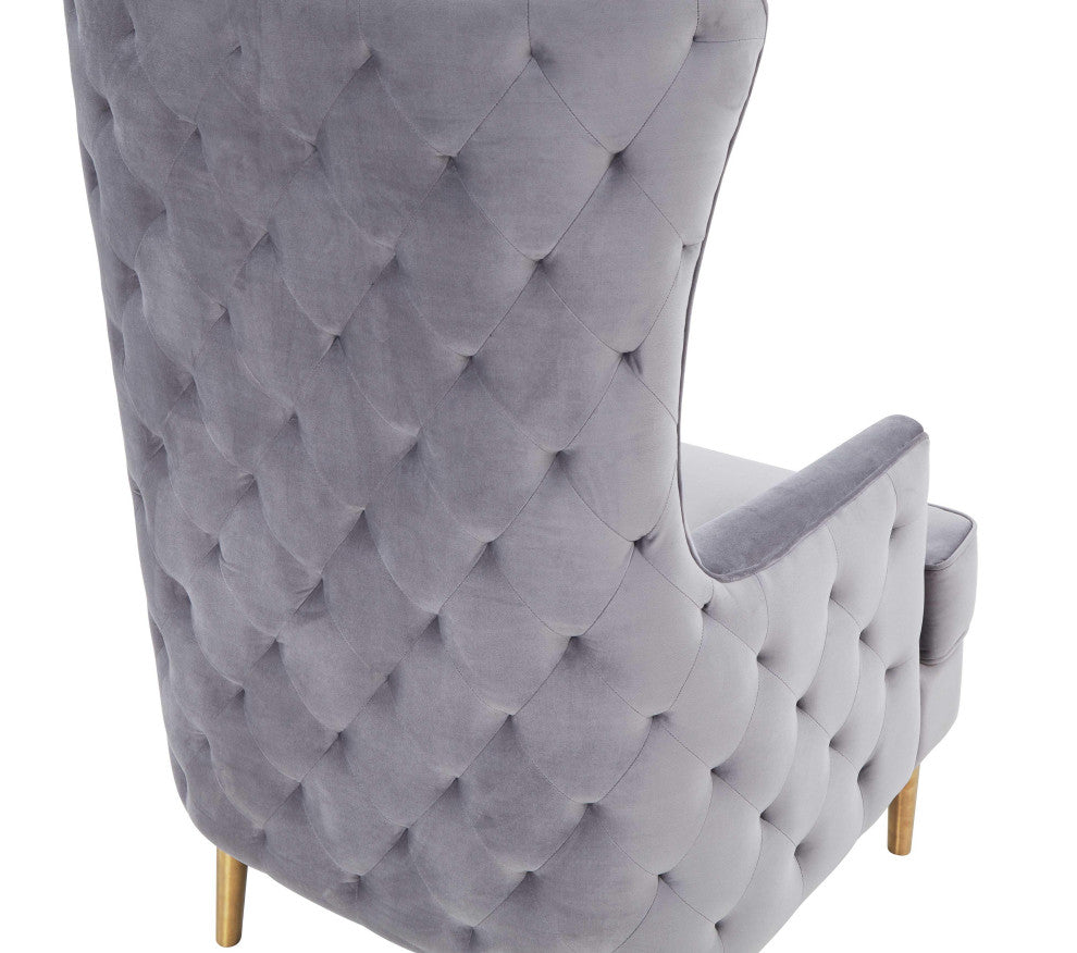 Alina Grey Tall Tufted Back Chair - Grey