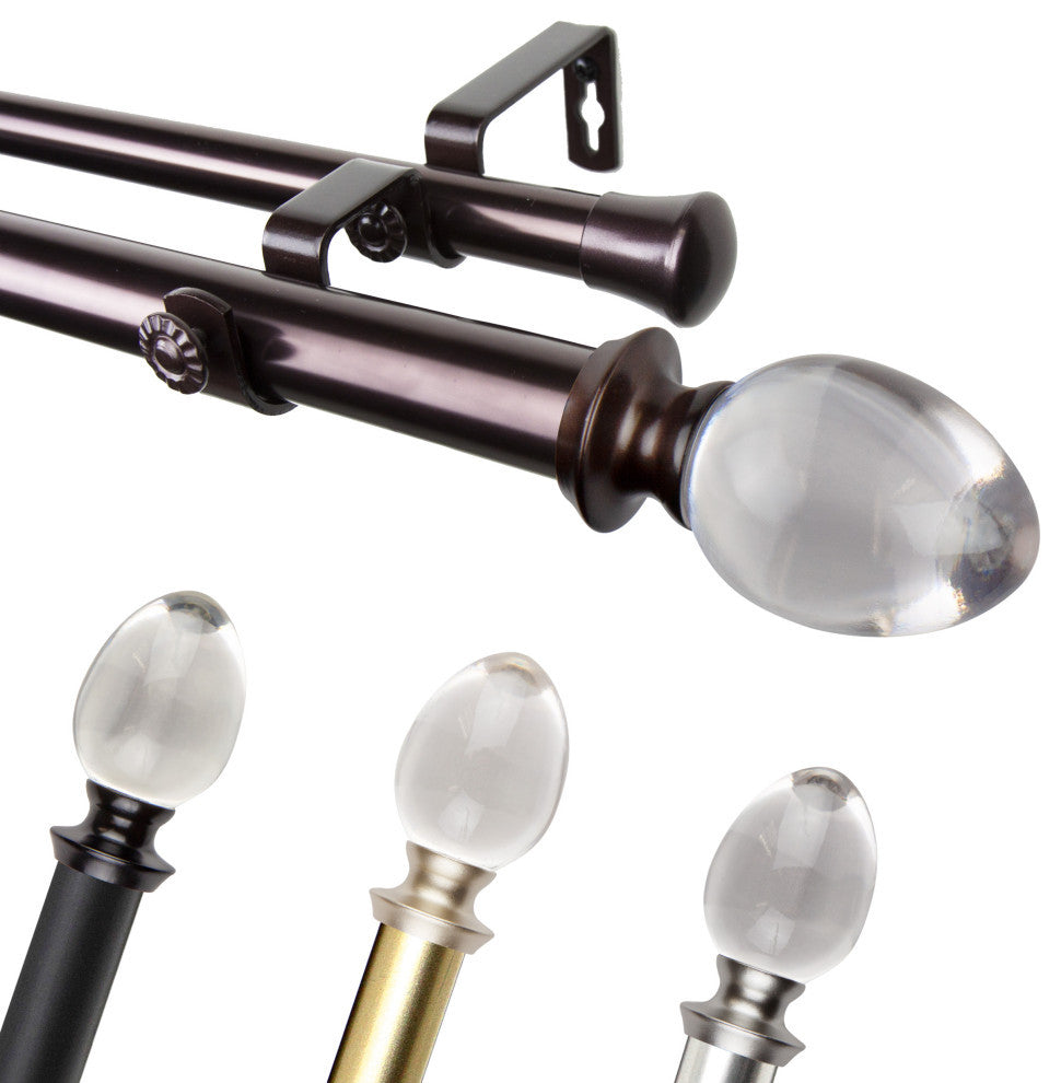 Jaya 1" Double Curtain Rod, Bronze, 28-48"