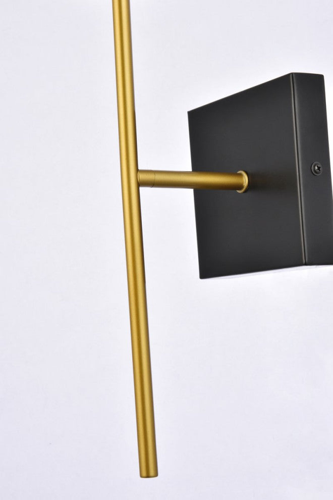 Noah 1-Light Black and Brass and Clear Glass Wall Sconce