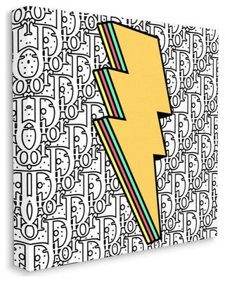 Lightning Bolt Shape Pop Art over High Fashion Pattern24x24