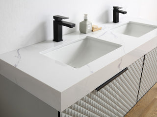 Manarola with Thick Quartz Wall Mount Vanity, Silver Gray, 72"