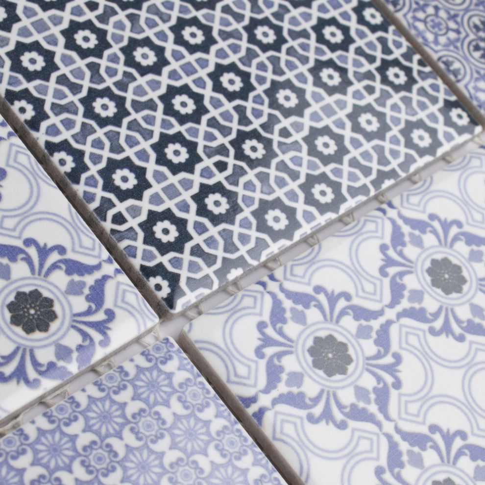 Classico 4" Square Blue Porcelain Floor and Wall Tile