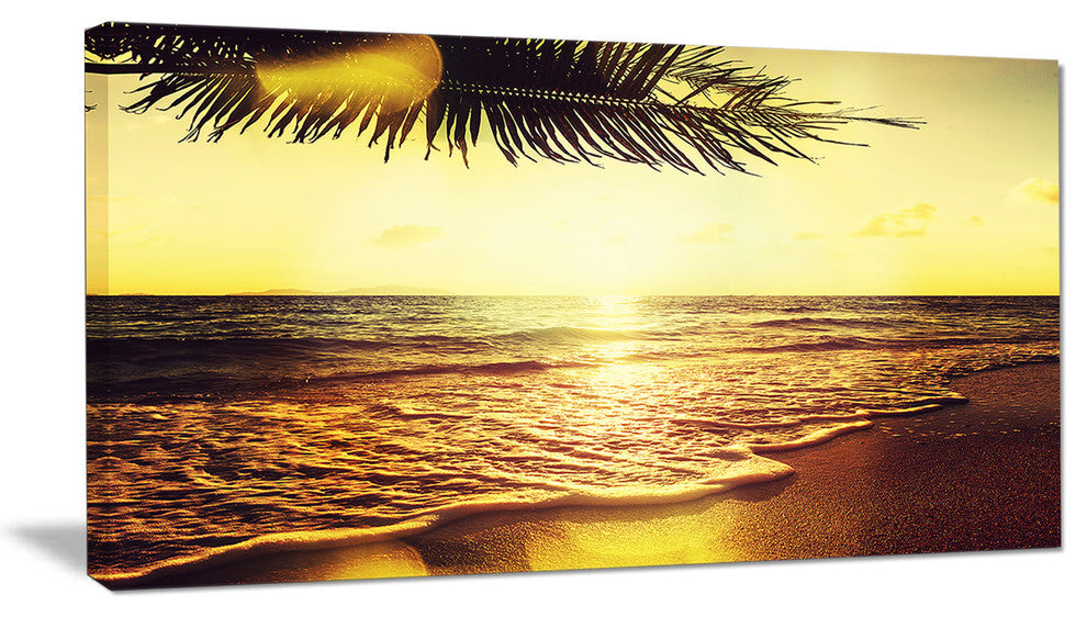 "Clear Yellow Tropical Coastline" Seashore Canvas Print, 32"x16"