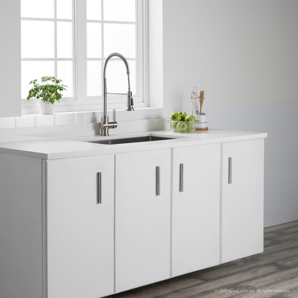 Britt Commercial Style 3-Function Pull-Down 1-Handle 1-Hole Kitchen Faucet, Spot Free Stainless Steel With Soap Dispenser