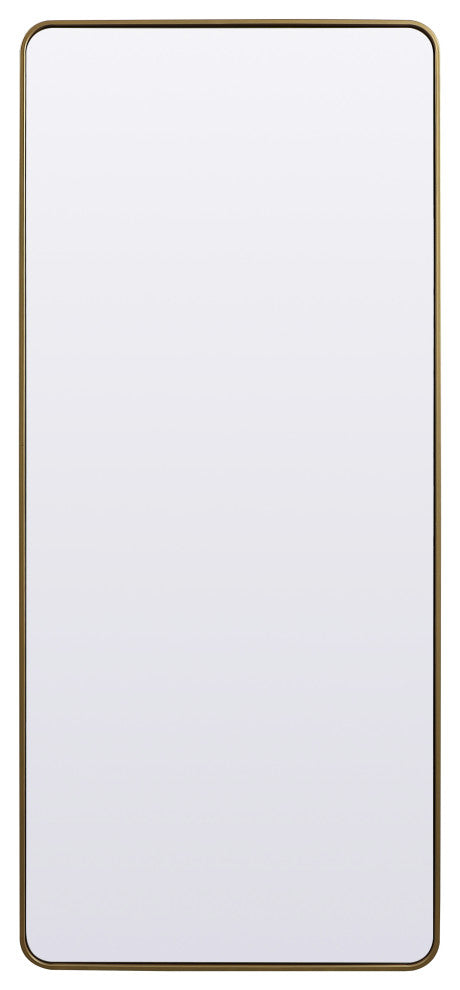 Soft Corner Metal Rectangle Mirror 32X72 Inch, Brass