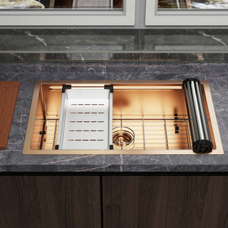 HIGOLD 30 inch Workstation Kitchen Sink with Cutting board, Rose Gold