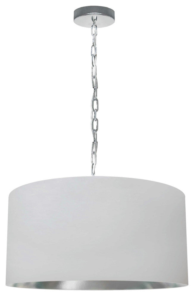 1 Light Medium Braxton Polished Chrome Pendant w/ White/Silver Shade