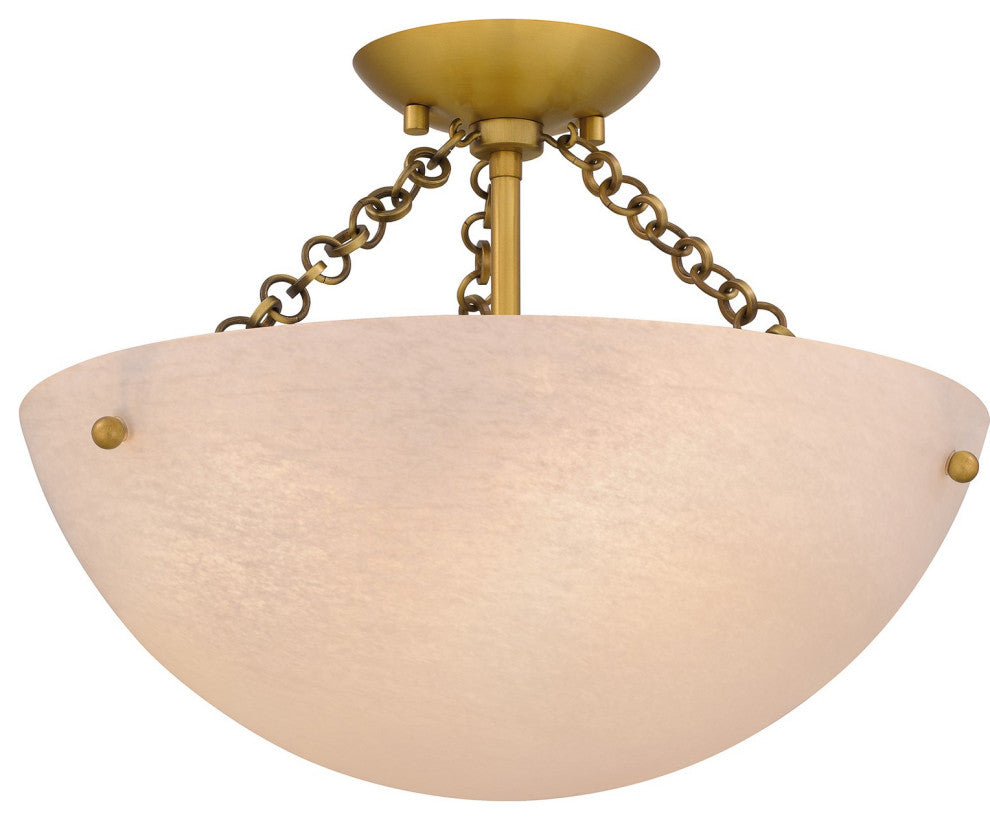 Three Light Semi Flush Mount in Brushed Gold