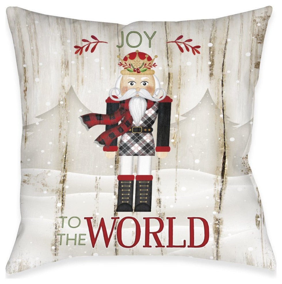 Laural Home Nutcracker Christmas Joy 18" X 18" Indoor Decorative Pillow