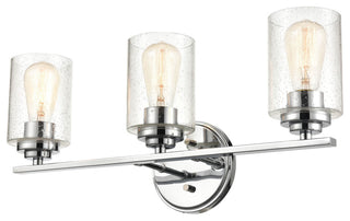 3-Light 22" Bathroom Vanity Light Clear Seedy Glass, Chrome