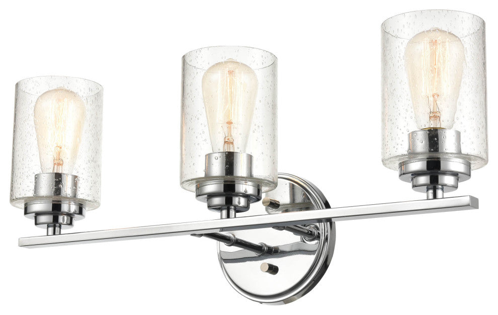 3-Light 22" Bathroom Vanity Light Clear Seedy Glass, Chrome