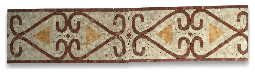 Marble Mosaic Border Listello Tile Everlasting Rojo 7.1x15.7 Polished, 1 piece
