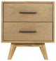 Natural Light Mocha Contemporary Nightstand with Two Drawers