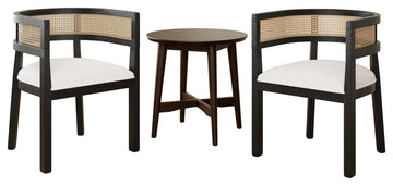 GDF Studio 3-Piece Bistro Set, Mid-Century End Table & 2 Chairs, Beige/Black