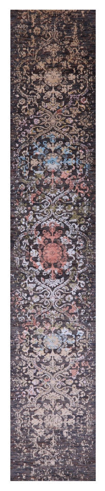 2' 6" X 14' 3" Runner Modern Wool and Silk Hand Knotted Rug Q11830