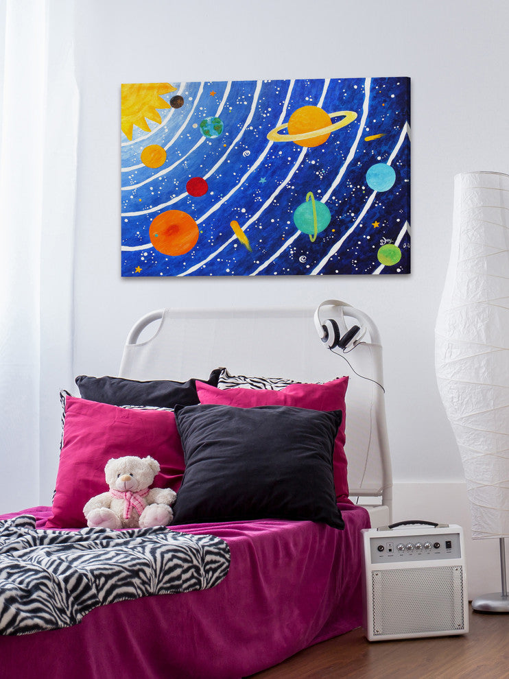 Marmont Hill, "Solar System Blue" by Nicola Joyner on Wrapped Canvas, 45x30