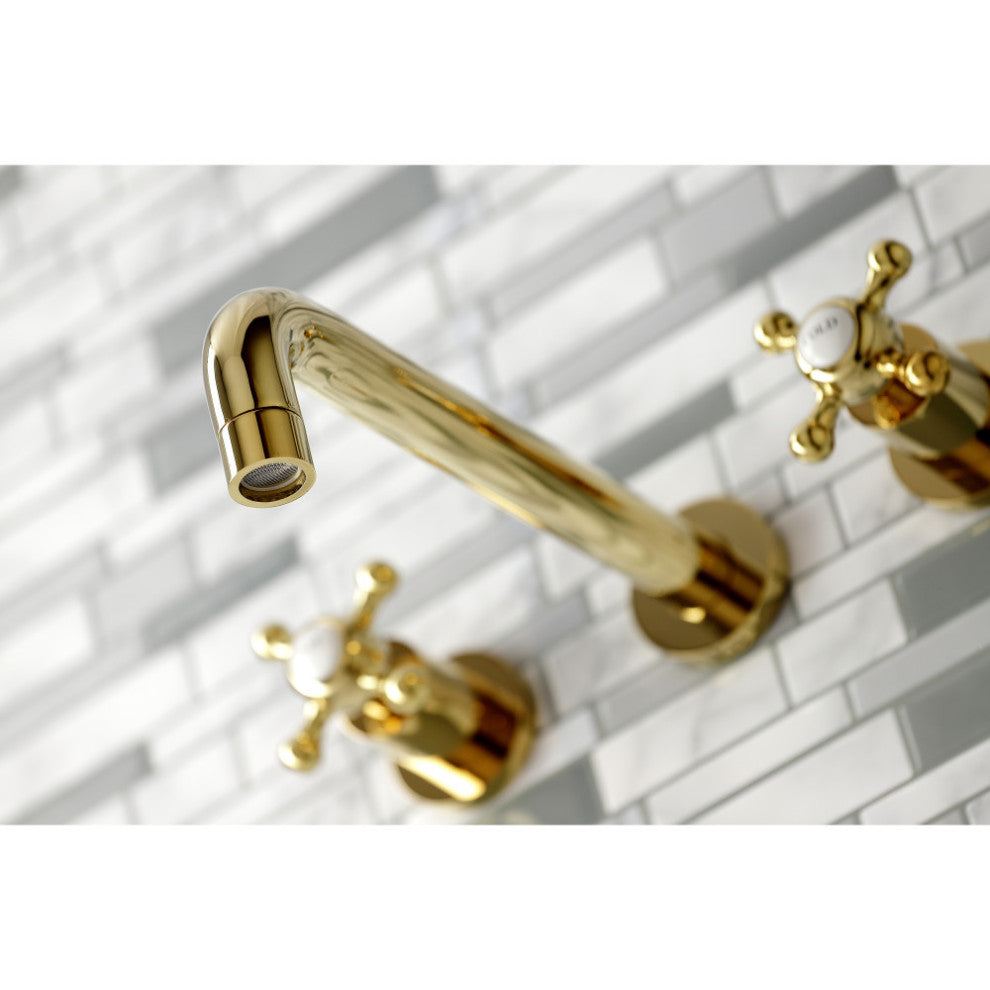 KS8022BX Two-Handle Wall Mount Tub Faucet, Polished Brass