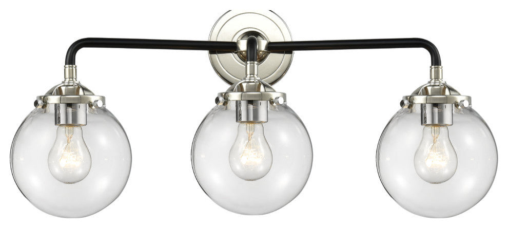 3-Light Beacon 24" Sconce, Black Polished Nickel, Glass: Clear