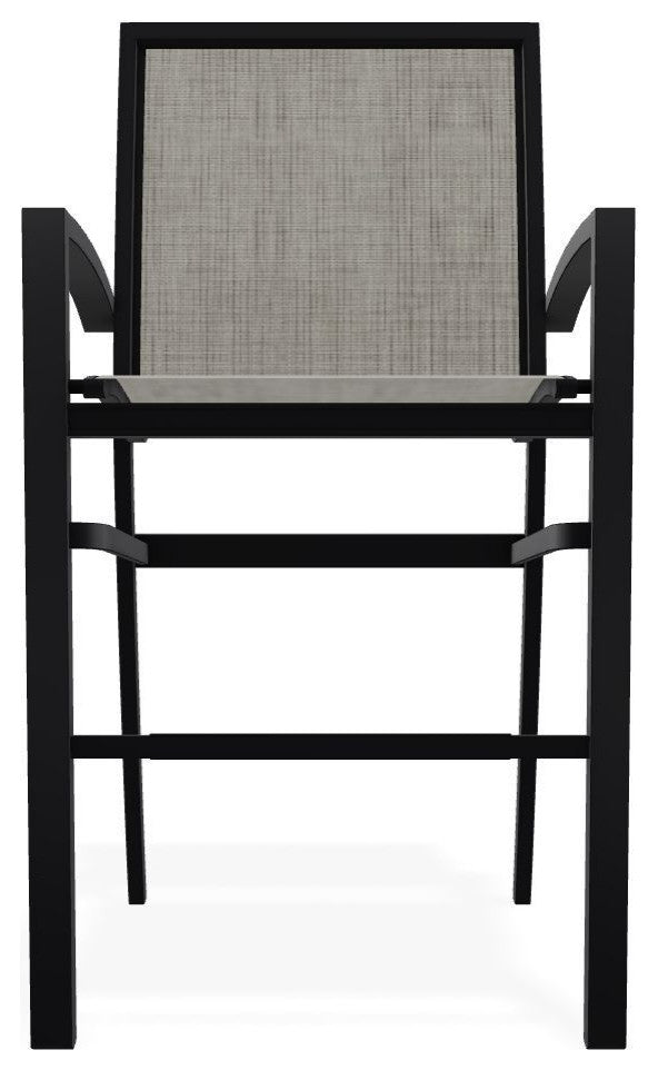 Kendall Sling Bar Height Stackable Outdoor Stool, Smoke/Black