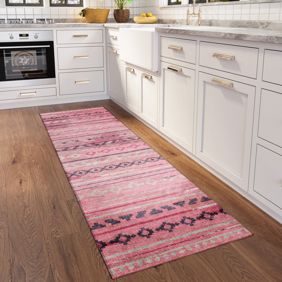 Indoor/Outdoor Sedona SN10 Blush Machine Washable 2'3" x 7'6" Runner Rug