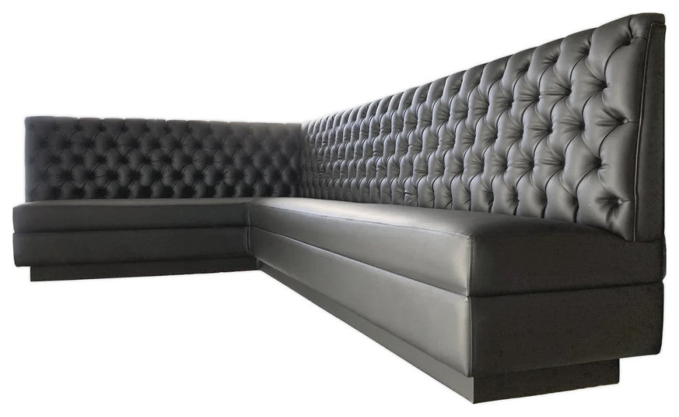 L Shaped Tufted Banquette, Upholstered Dining Banquette, Custom, A 72"xB 72"