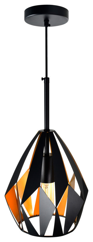 Oxide 1 Light Down Mini Pendant With Black+Copper Finish