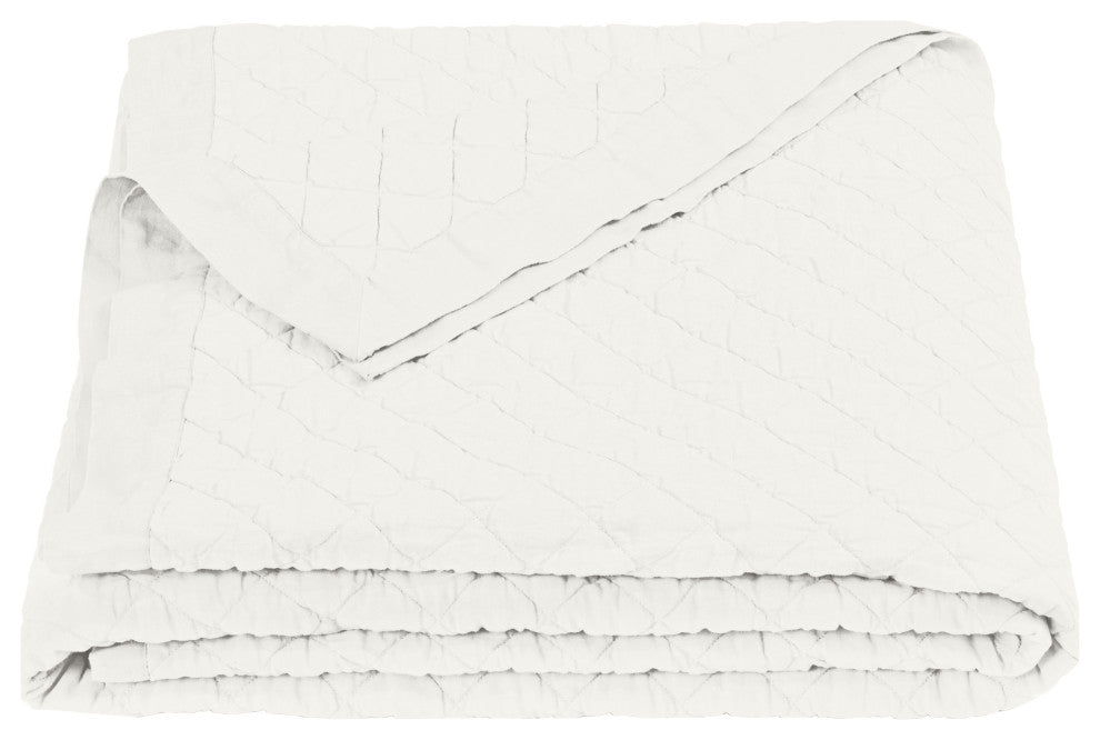 Linen Cotton Diamond Quilt, Twin, Vintage White, 1 Piece