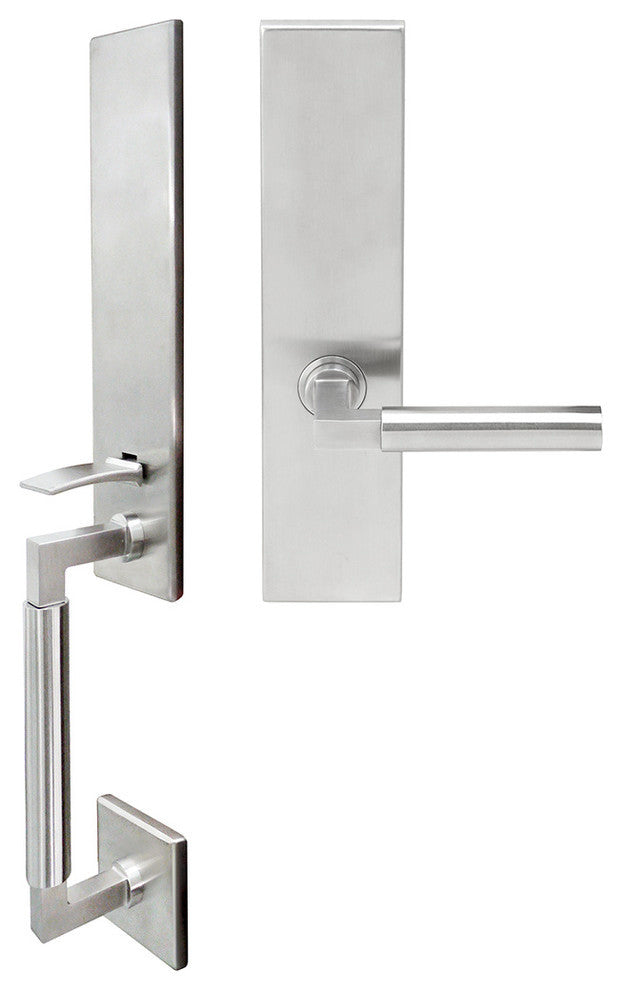 Aurora Lever, Mortise Full Dummy Handleset, Left Hand, Satin Stainless Steel
