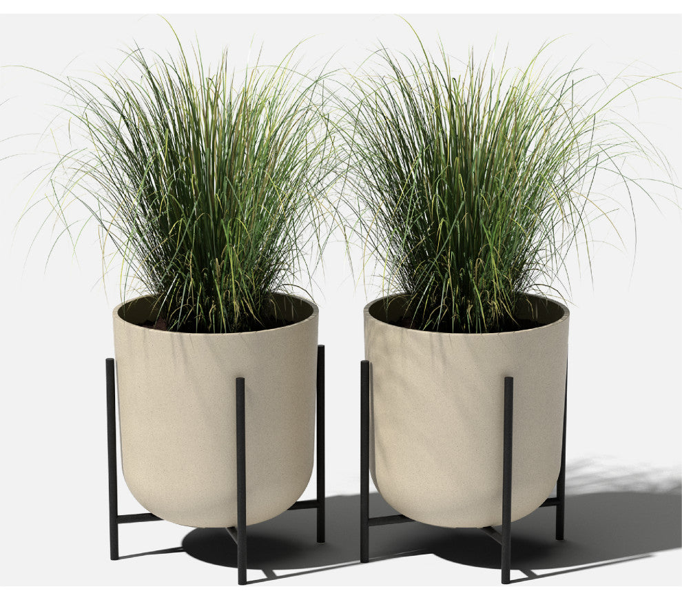 Veradek Mason Series Raised Kona 15" Planter With Stand 2 Pack Sand