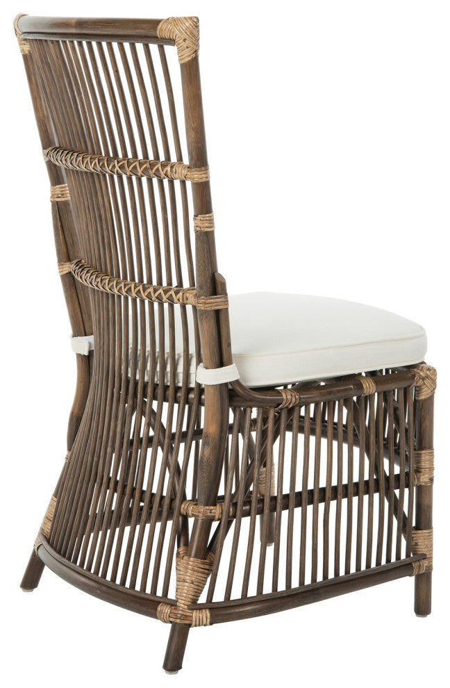 Rattan Loop Edge Dining Chair, Antique Brown, Set of 2, Side Chair