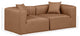 Cube Upholstered Modular Sofa, Brown, 2-Piece: 2 Corner Chair, Vegan Leather