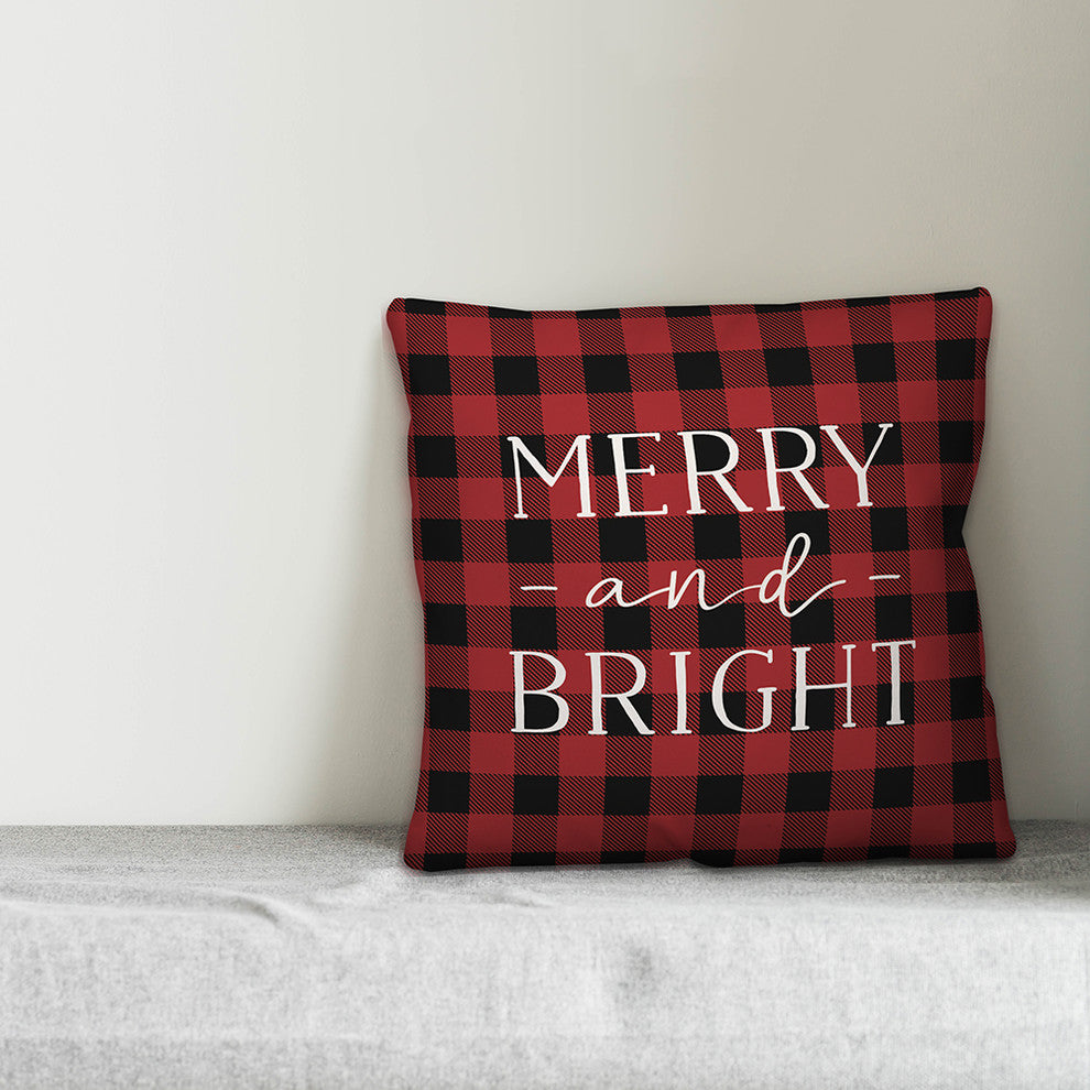 Plaid Merry And Bright 20"x20" Throw Pillow Cover
