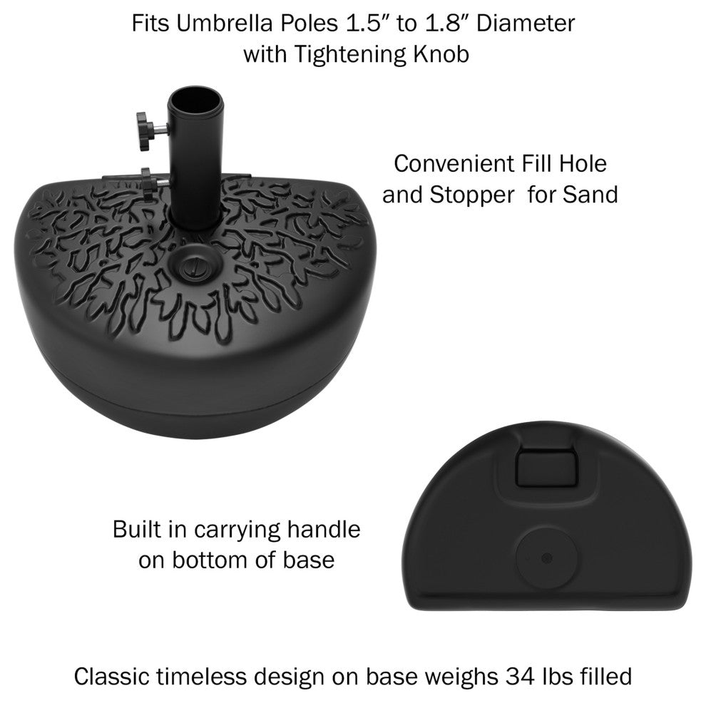 Pure Garden Half Moon 34 lb Weighted Semicircle Umbrella Base
