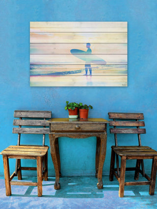 "Faded Surf" Print on White Wood, 45"x30"
