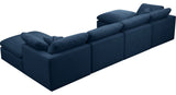 Plush Velvet / Down Standard Comfort 6-Piece U-Shaped Modular Sectional, Navy