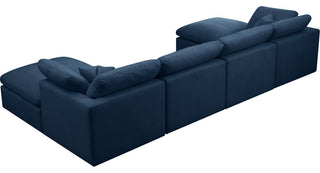 Plush Velvet / Down Standard Comfort 6-Piece U-Shaped Modular Sectional, Navy
