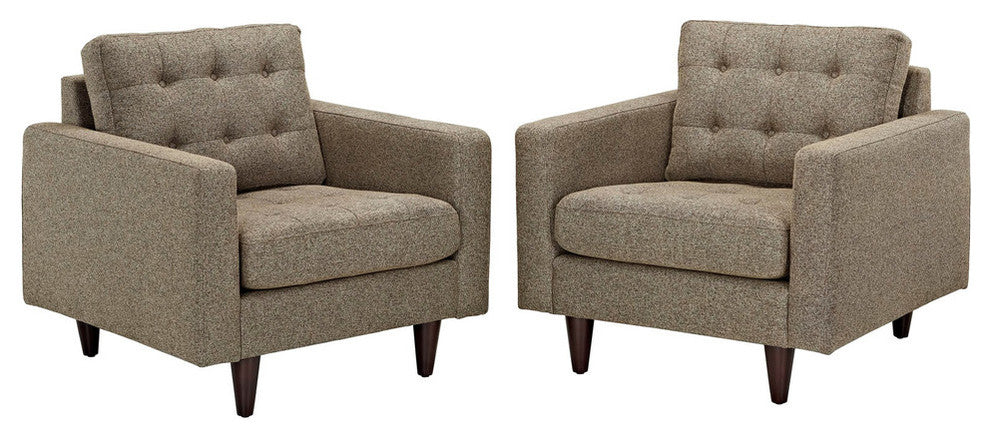 Modern Contemporary Living Room Armchair, Oatmeal, Set of 2